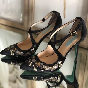 Betsey Johnson Beaded Embroidered Skye Heels
